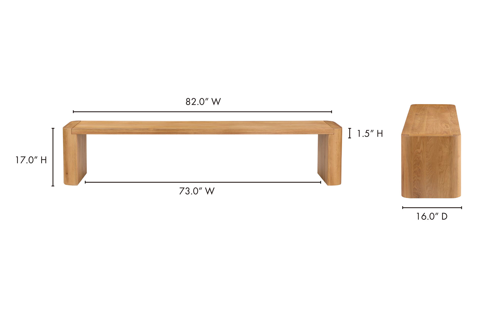 Moe's Post Dining Bench - Natural, Large