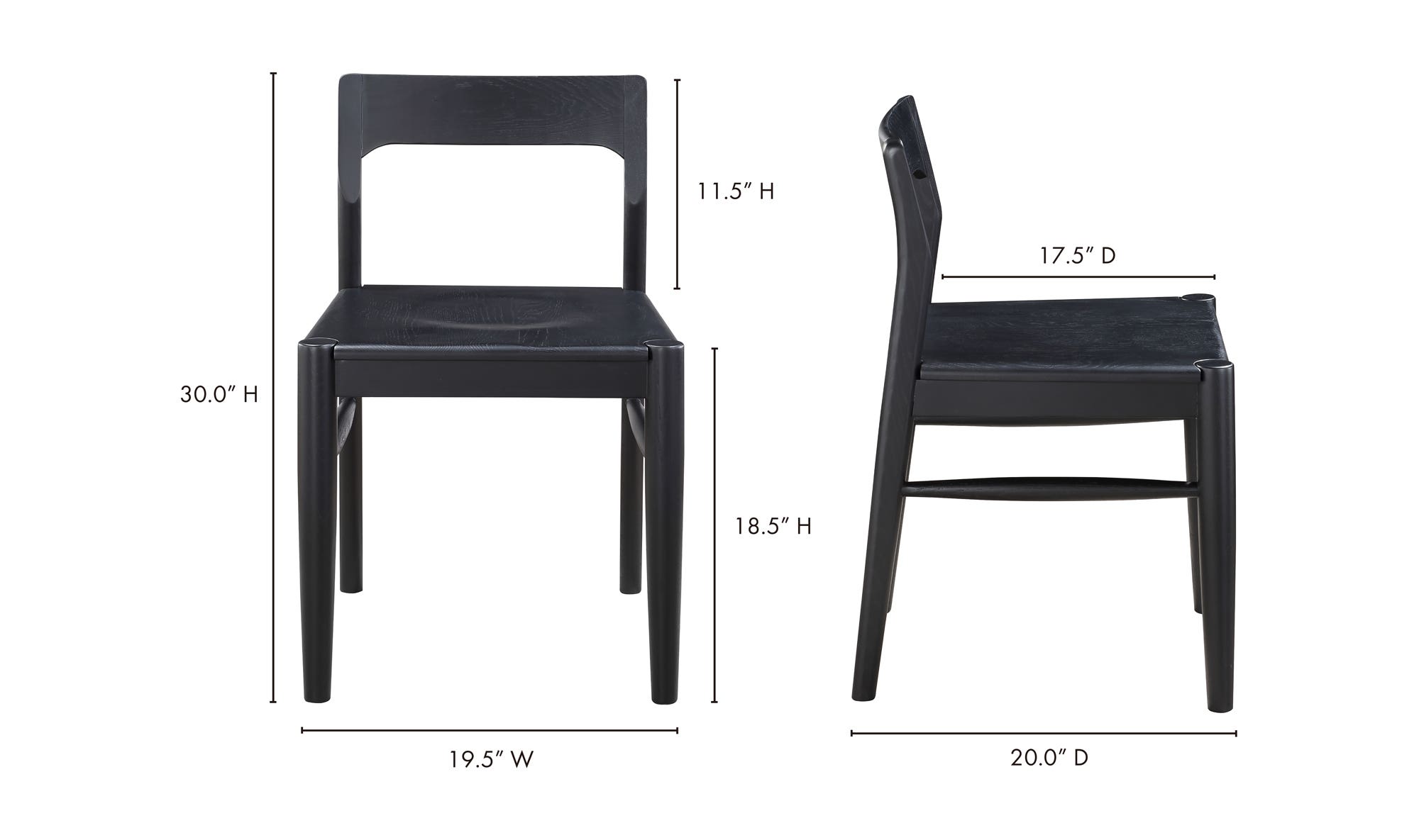 Moe's Owing Mid-Century Modern Dining Chair Set of 2 - Black