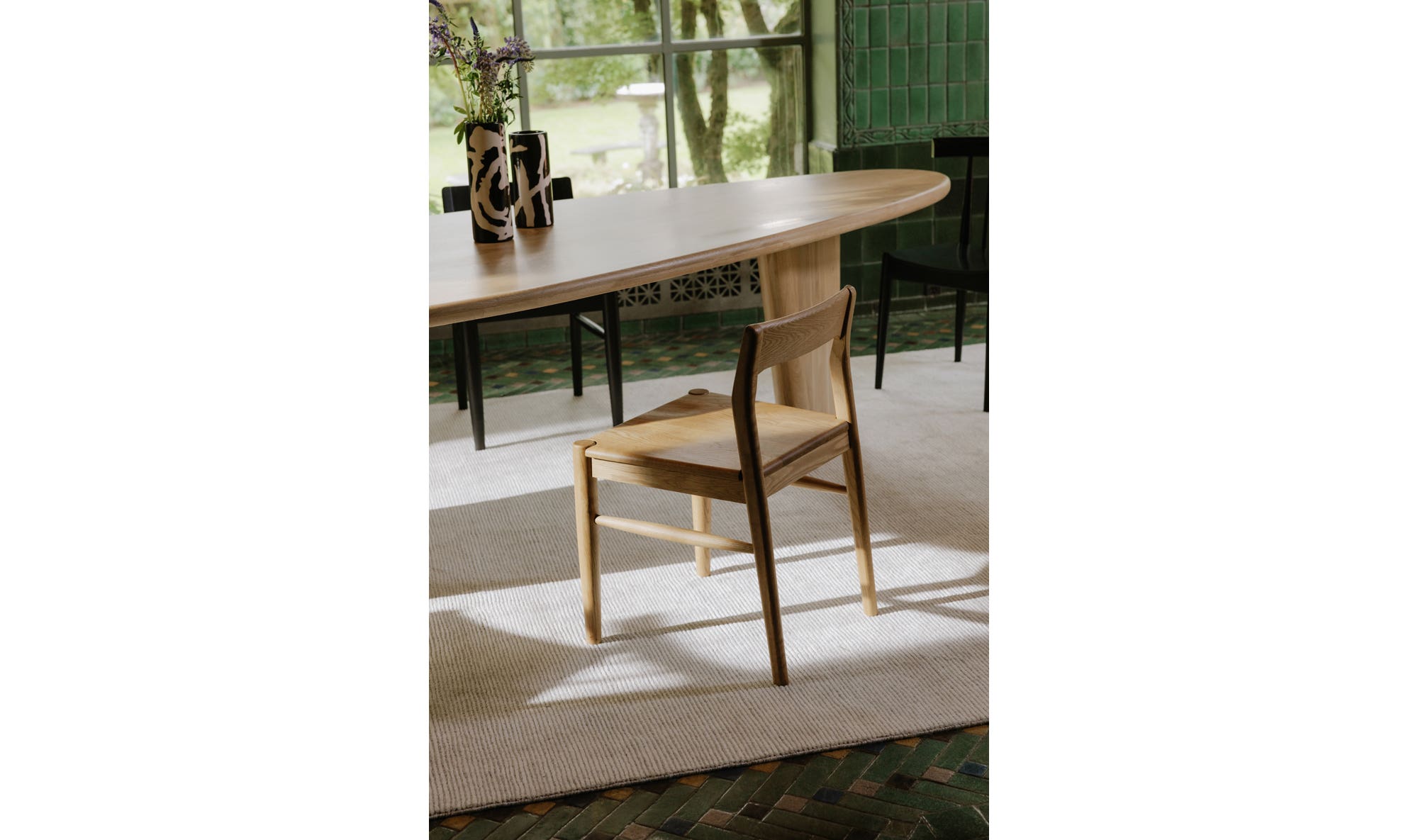 Moe's Owing Mid-Century Modern Dining Chair Set of 2 - Natural Oak