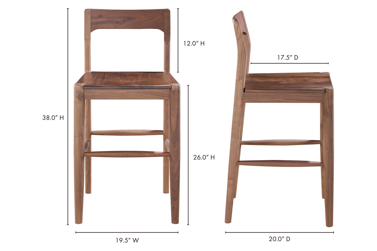 Moe's Owing Counter Stool - Walnut