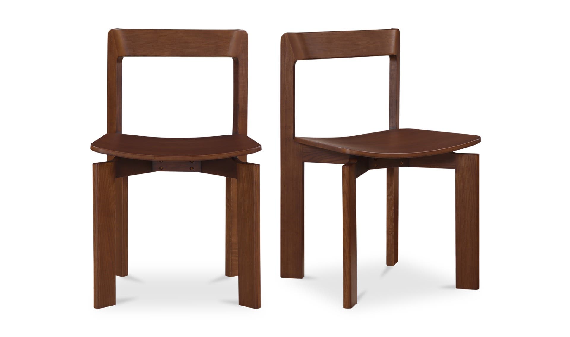 Moe's - Daifuku Modern Dining Chair Set of 2 in Walnut Stained Ash