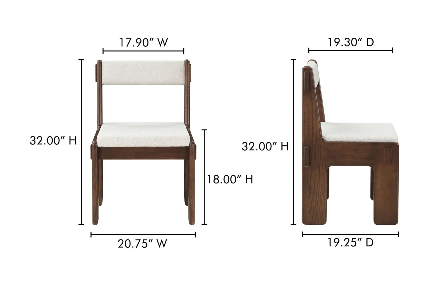 Moe's - Ashby Modern Dining Chair Set of 2 in Walnut Stained Ash