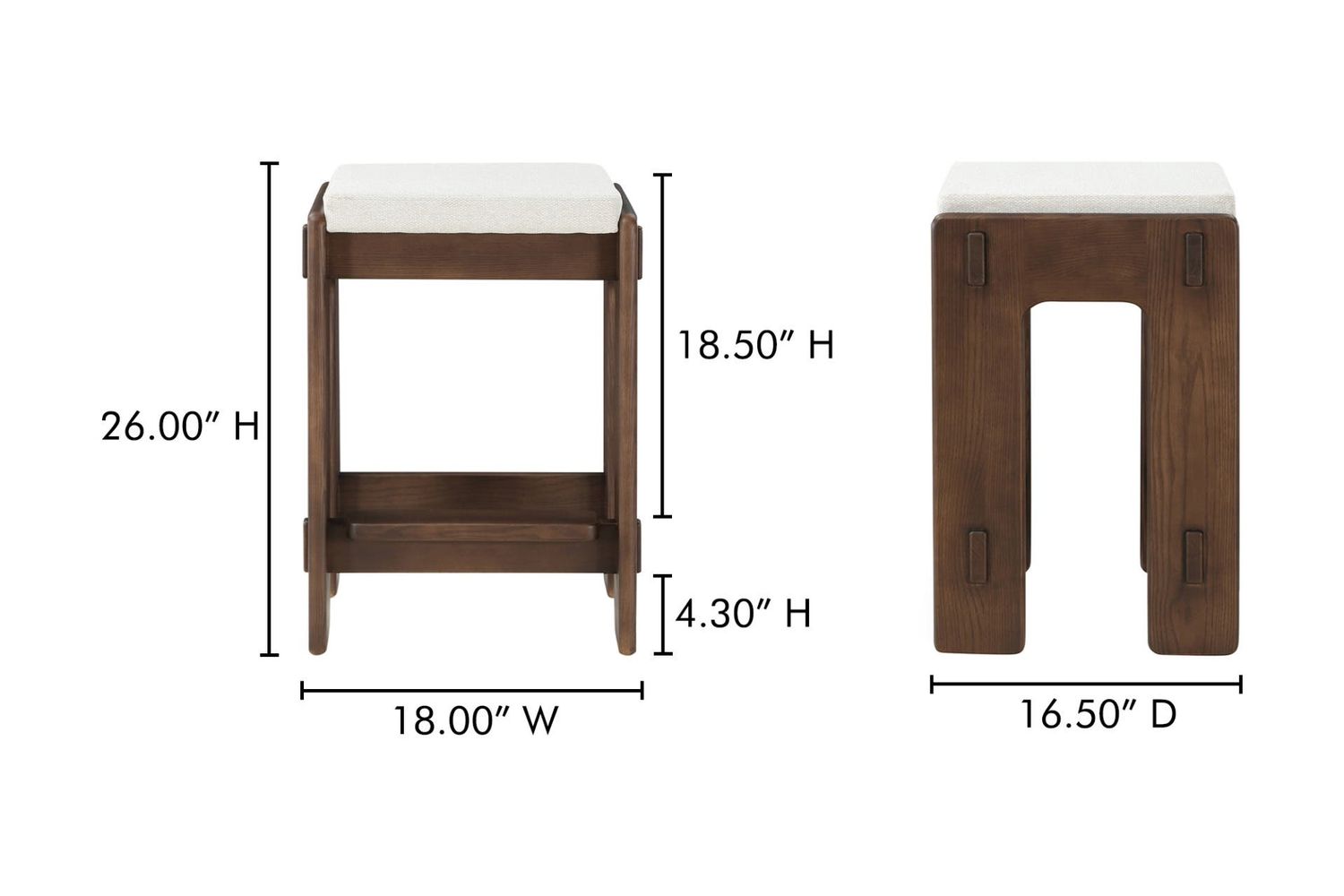 Moe's - Ashby Modern Counter Stool in Walnut Stained Ash