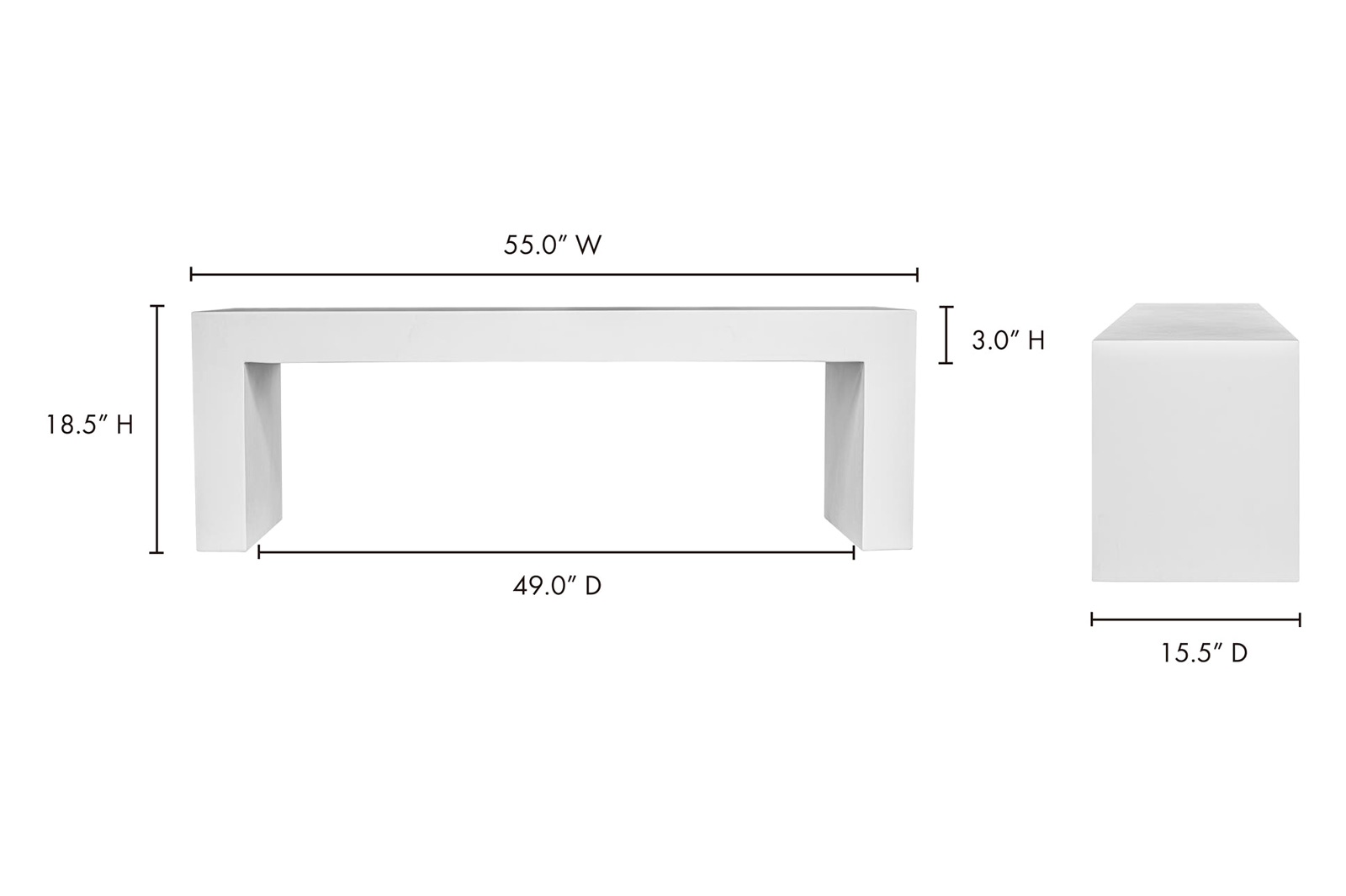 Moe's Lazarus Outdoor Bench - White