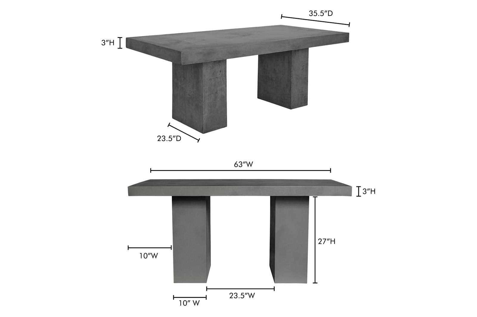 Moe's Aurelius 2 Outdoor Dining Table - Dark Gray