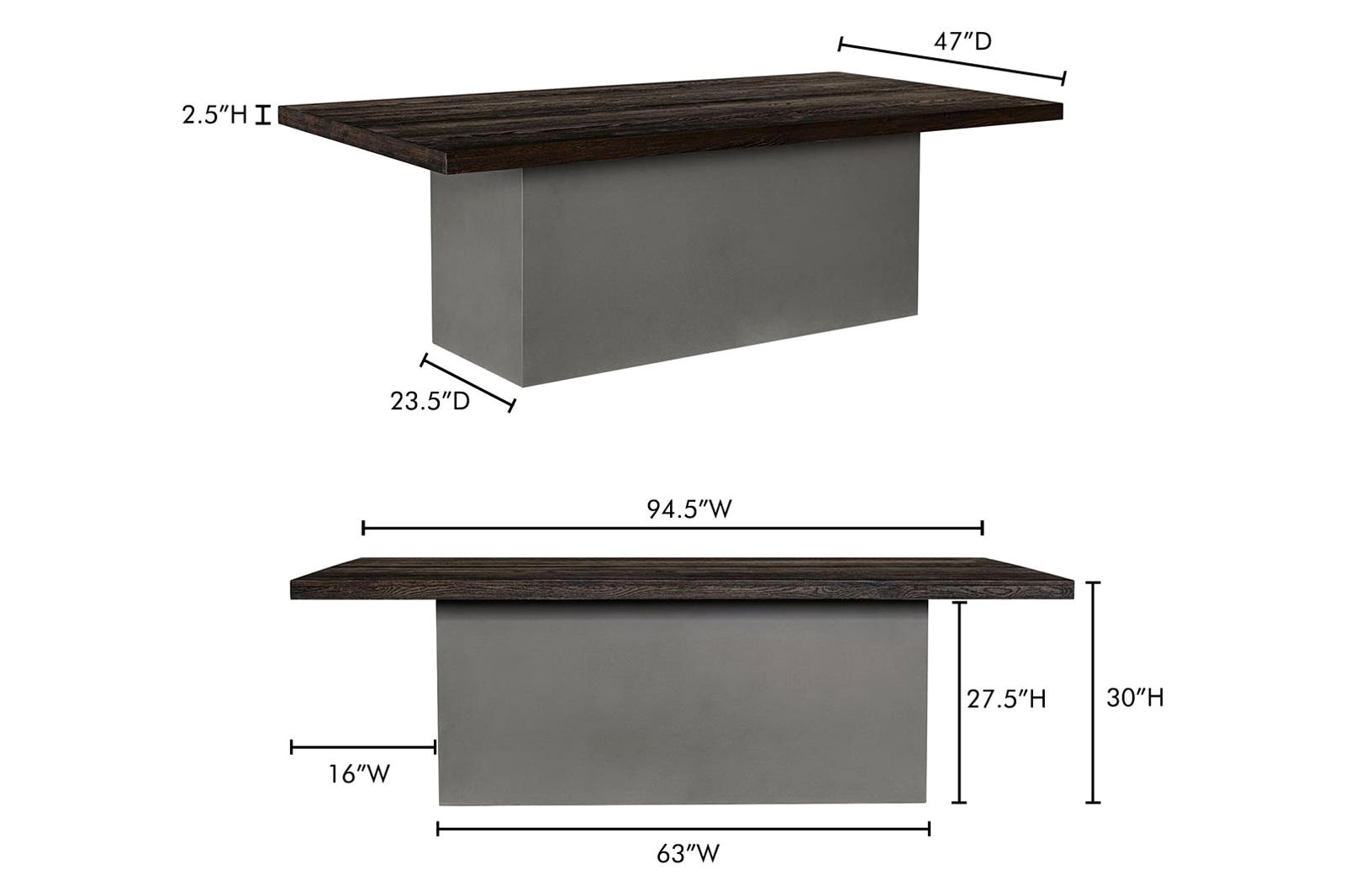 Moe's - Kaia Dining Table in Gray