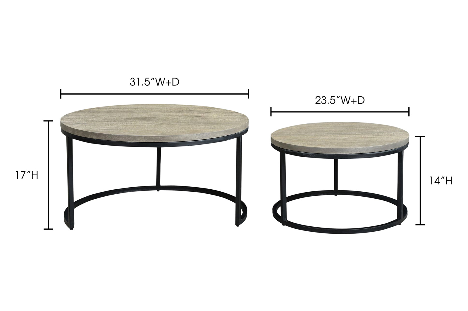 Moe's Drey Round Nesting Coffee Tables Set of 2 - Gray