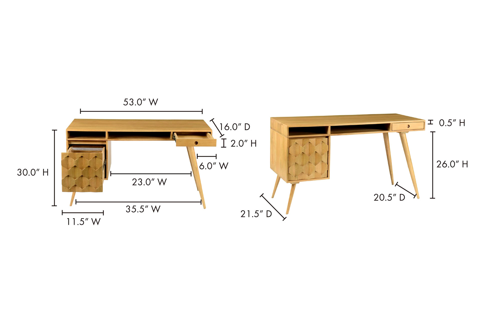 Moe's O2 Desk - Light Brown