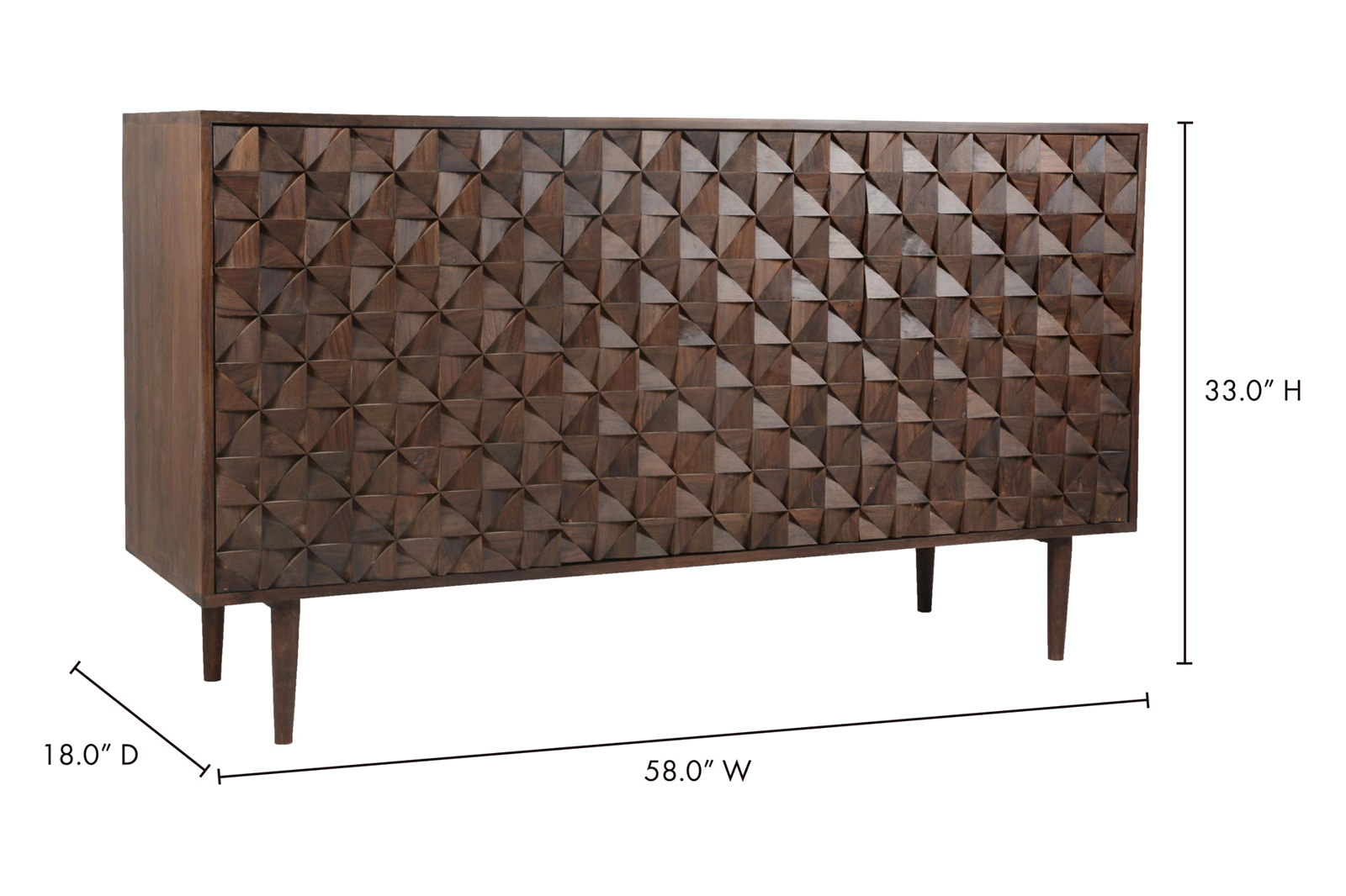 Moe's Pablo 3 Door Sideboard - Dark Brown