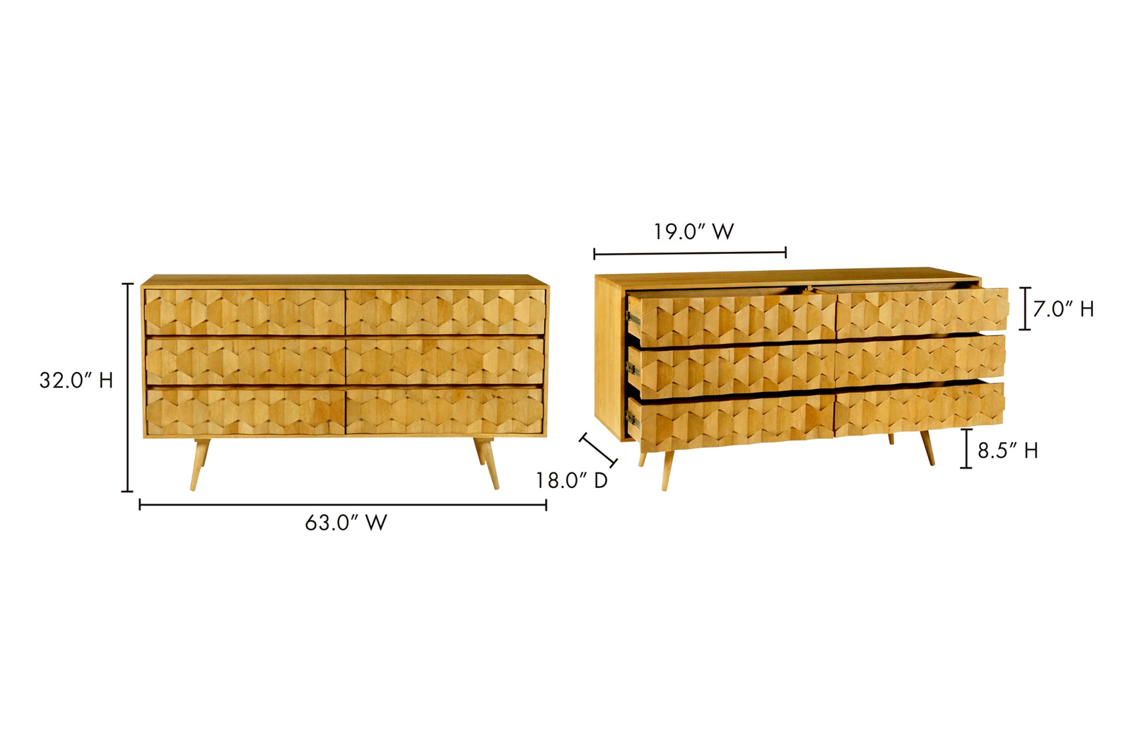 Moe's O2 Dresser - Light Golden