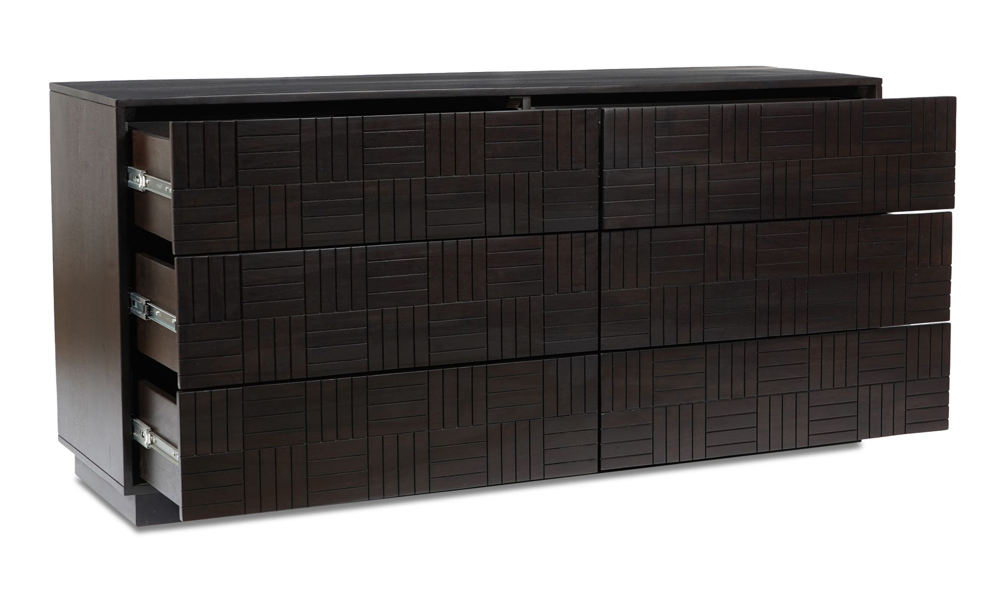 Moe's - Denman Mid-Century Modern 6 Drawers Dresser in Dark Brown