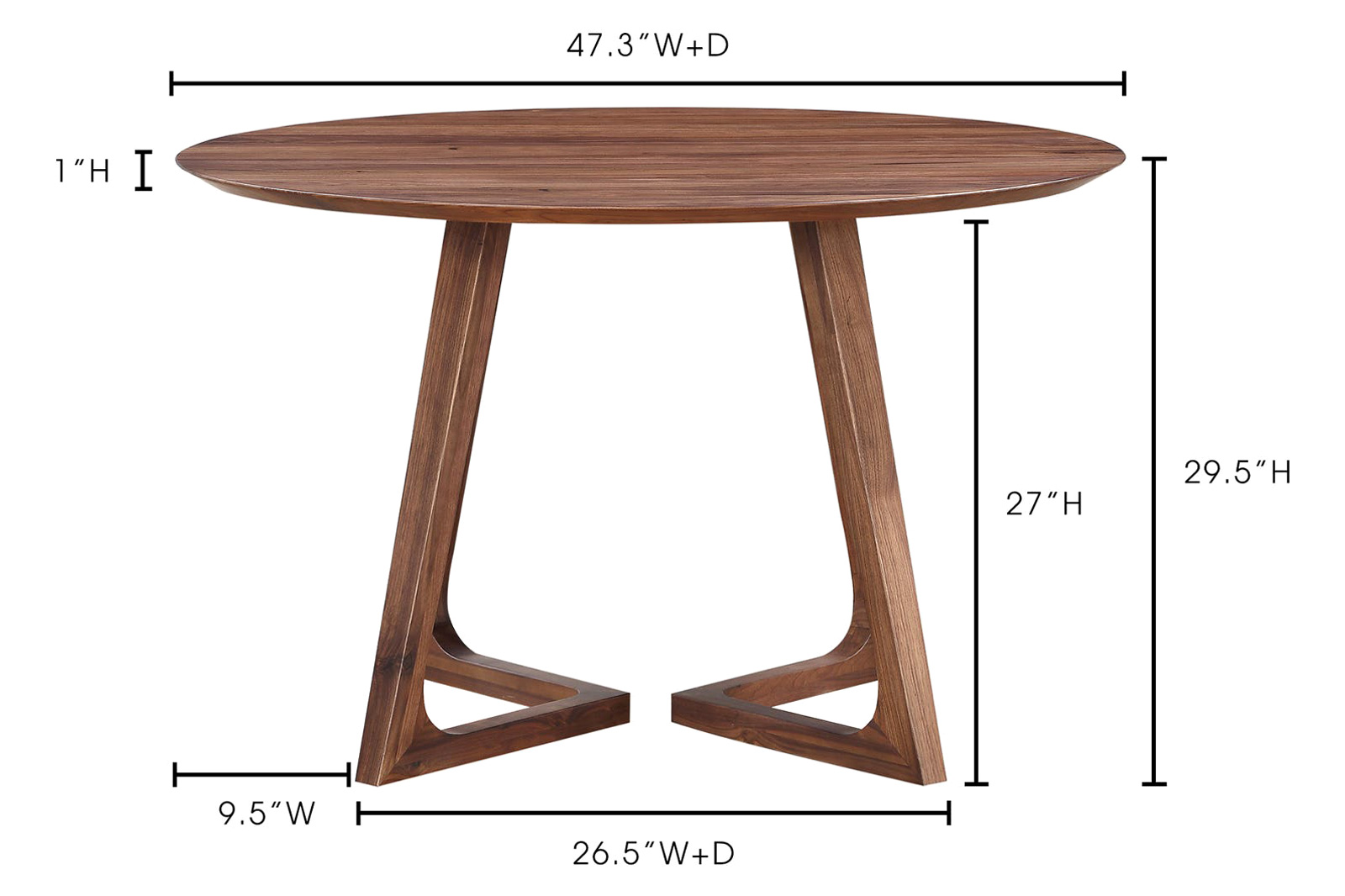 Moe's Godenza Mid-Century Modern Round Dining Table - Brown