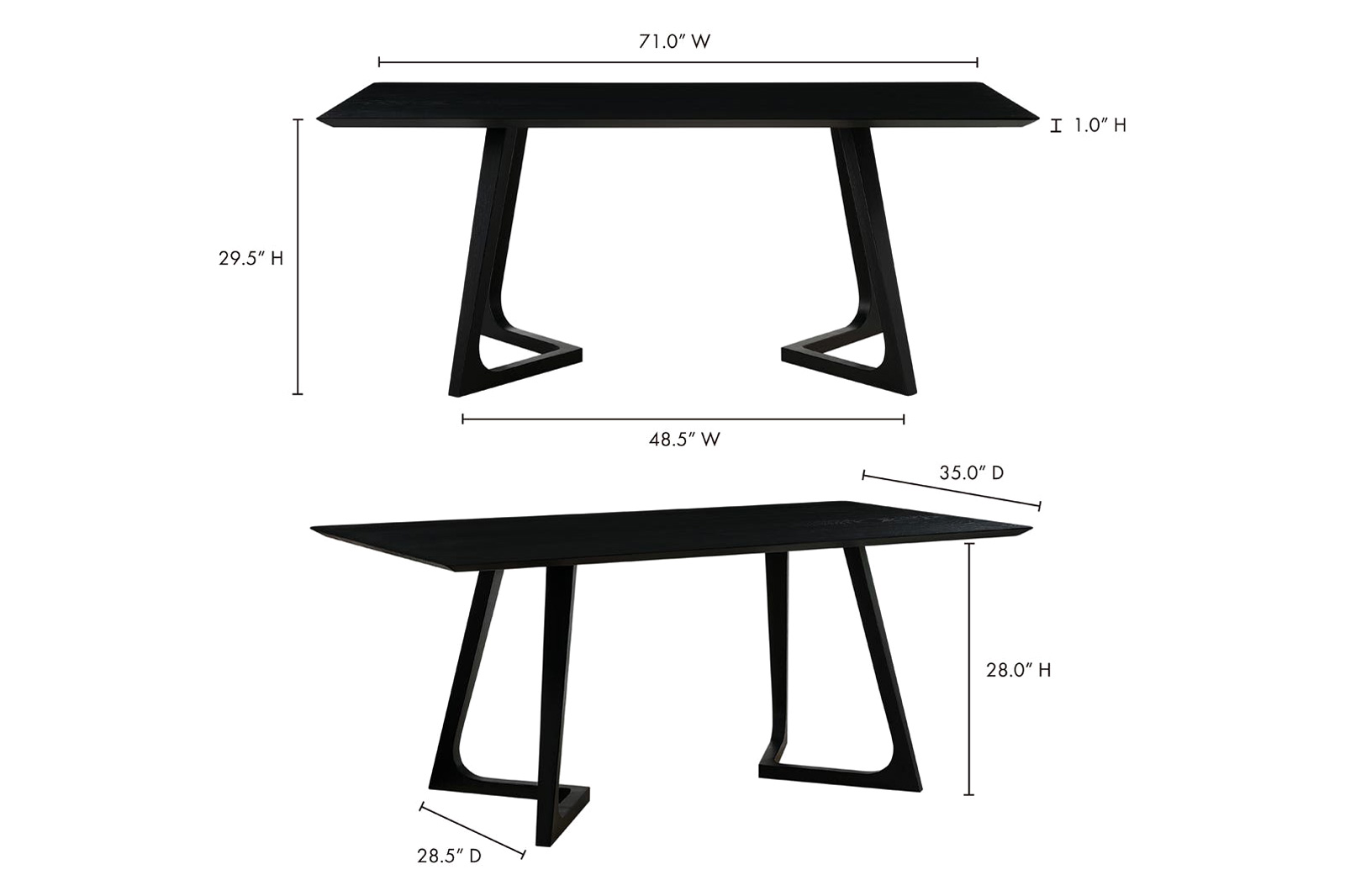 Moe's Godenza Mid-Century Modern Rectangular Dining Table - Black