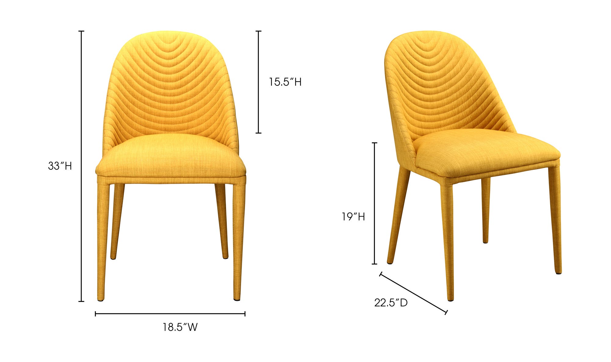 Moe's Libby Contemporary Dining Chair Set of 2 - Yellow