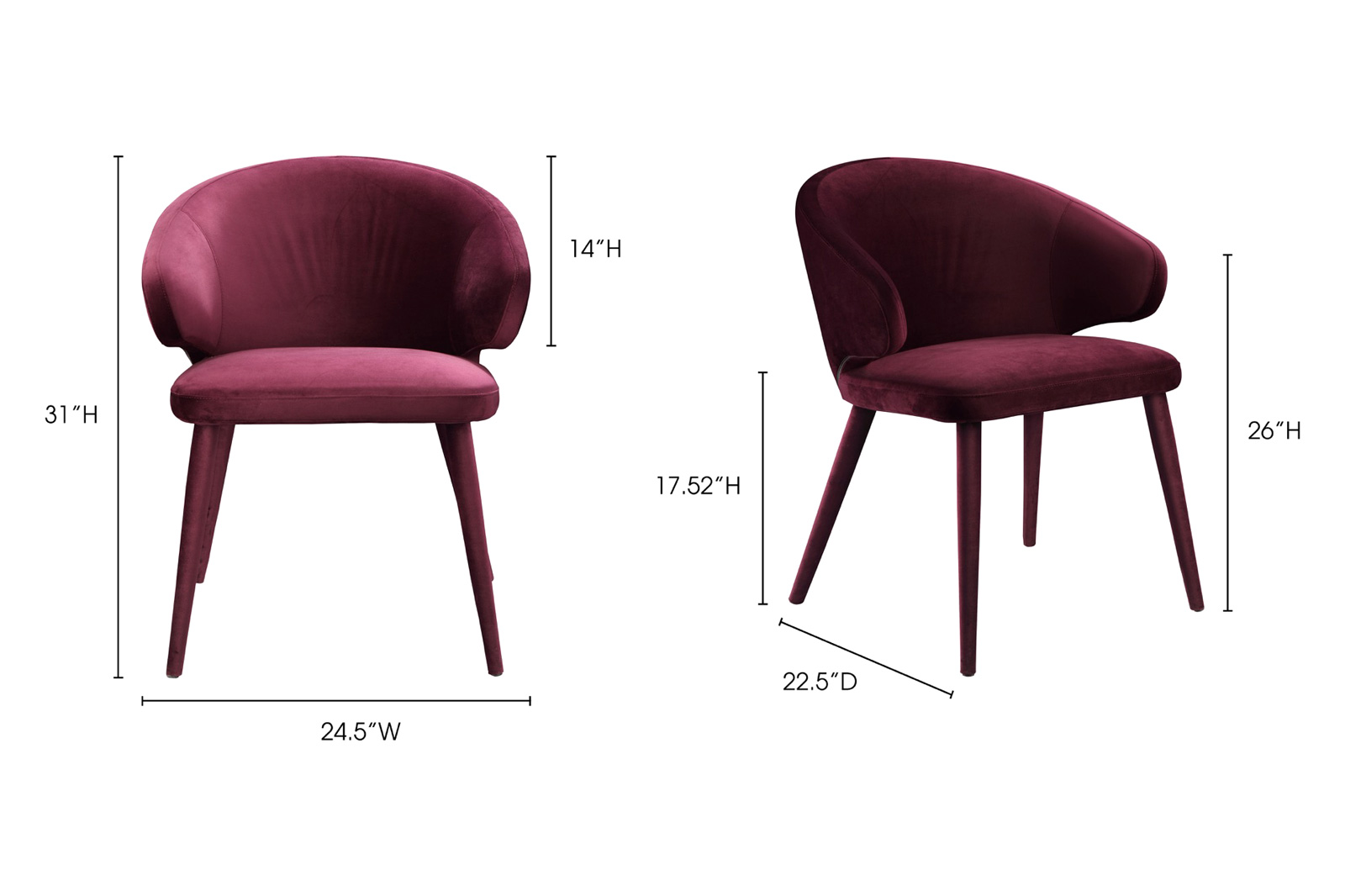 Moe's - Stewart Dining Chair in Burgundy