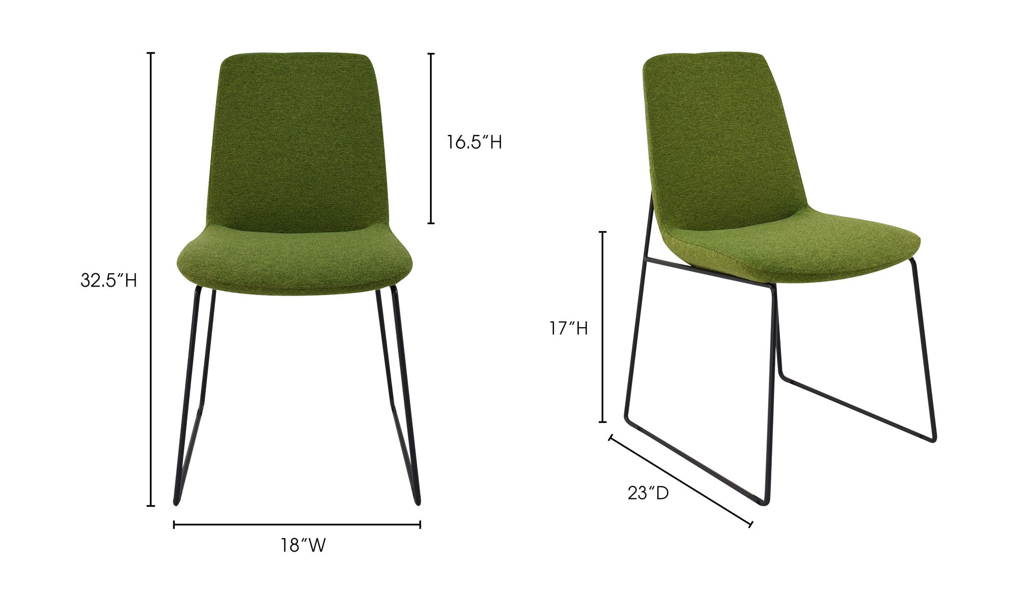 Moe's Ruth Contemporary Dining Chair Set of 2 - Green