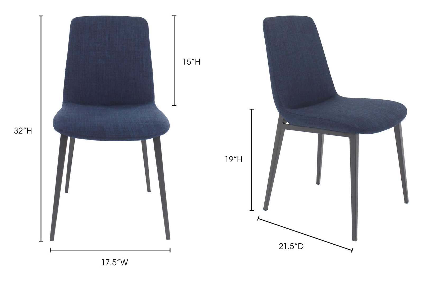 Moe's - Kito Dining Chair Set of 2 in Blue