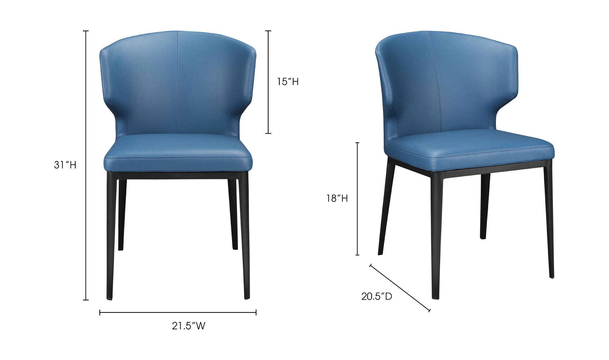 Moe's Delaney Contemporary Dining Chair Set of 2 - Sky Blue