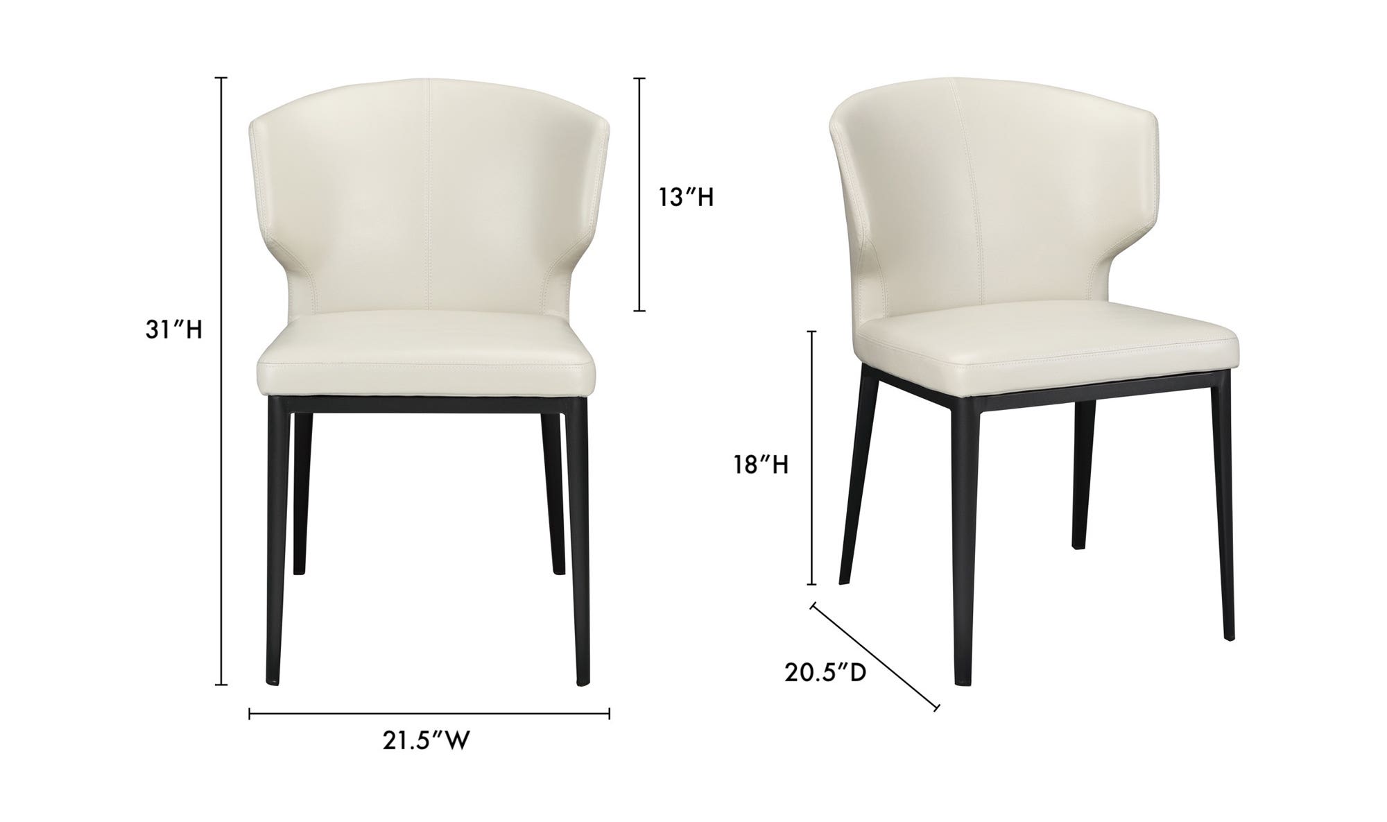 Moe's Delaney Contemporary Dining Chair Set of 2 - Beige