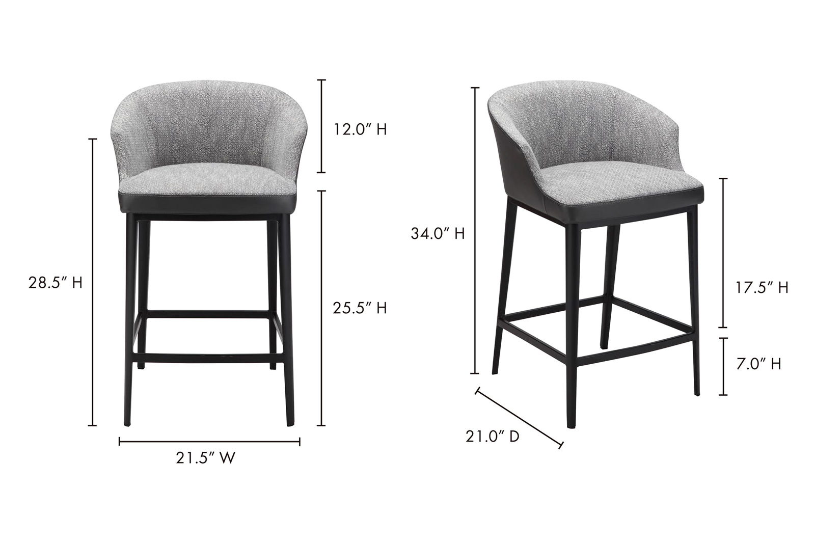 Moe's - Beckett Counter Stool in Gray