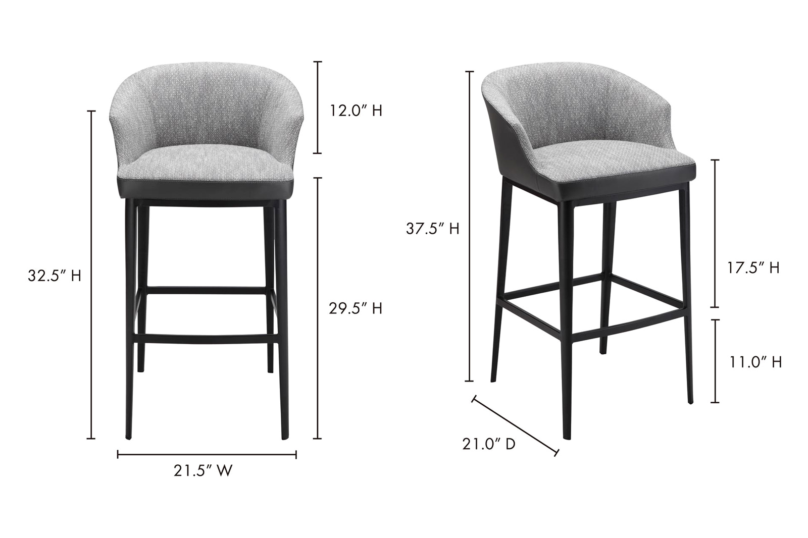 Moe's - Beckett Bar Stool in Gray