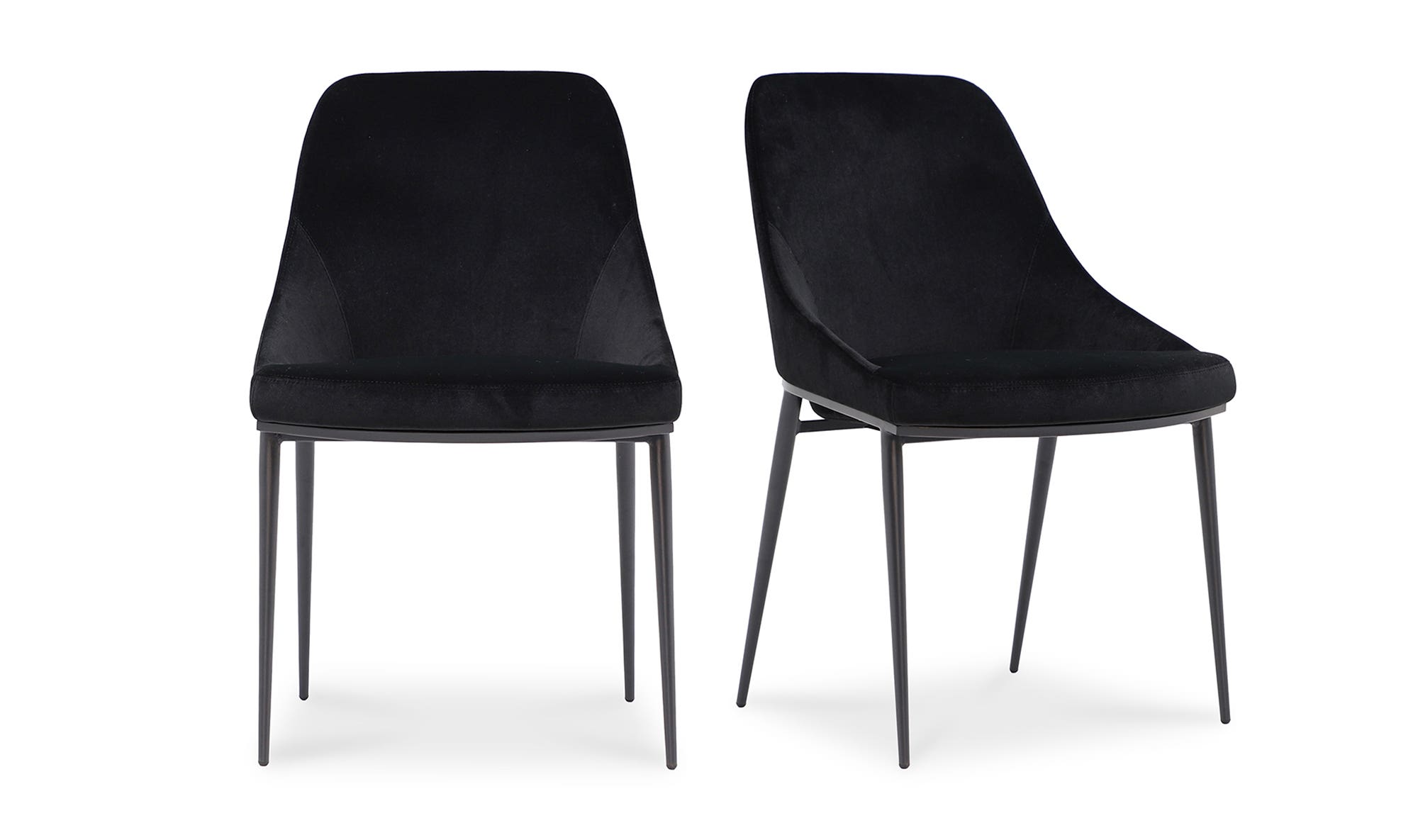 Moe's Sedona Contemporary Dining Chair Set of 2 - Shadowed Black Velvet