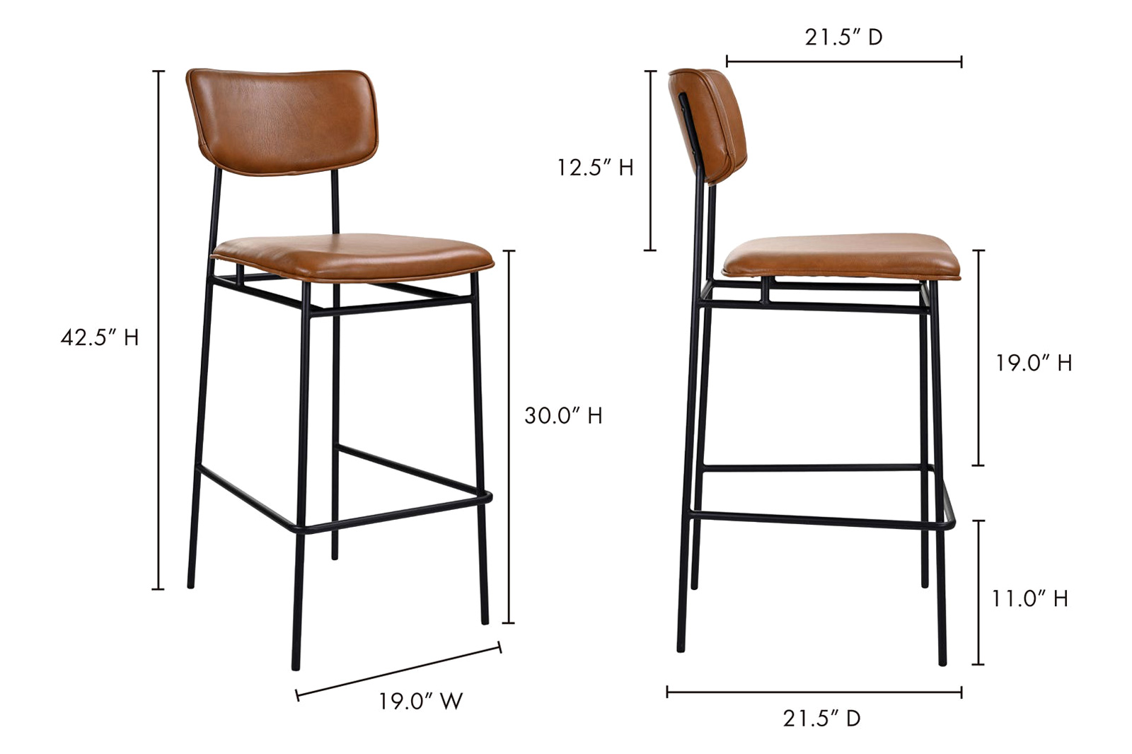 Moe's Sailor Bar Stool - Brown