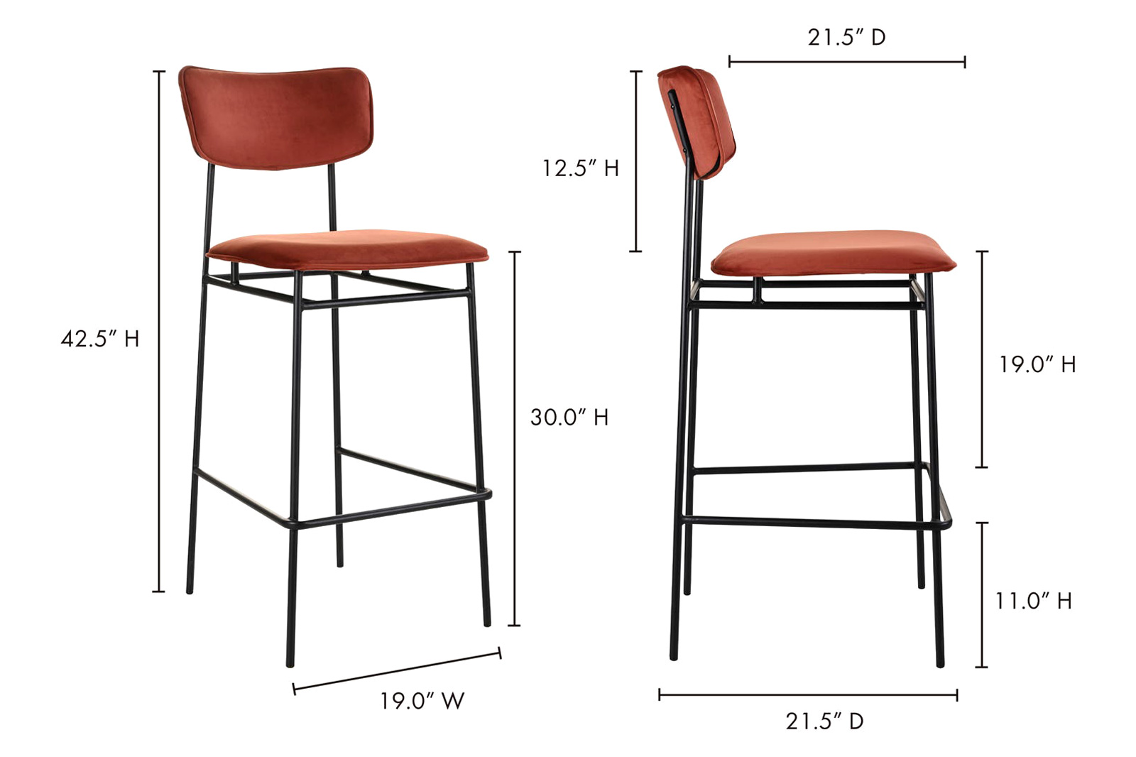 Moe's Sailor Bar Stool - Amber