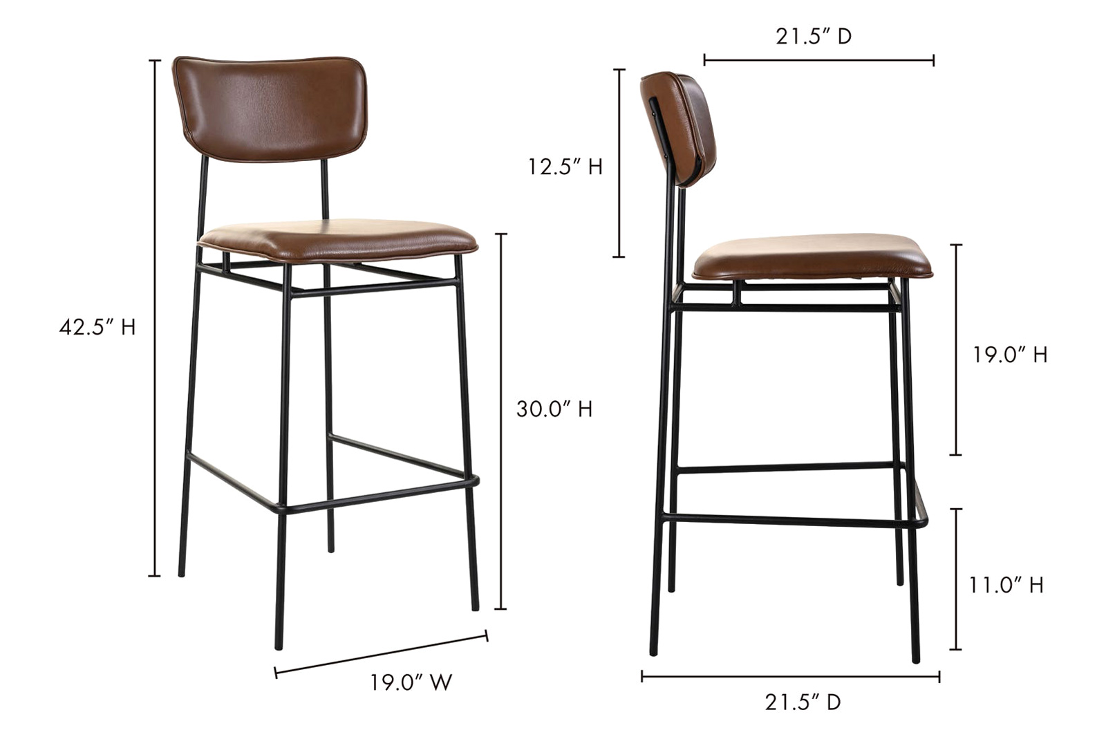 Moe's Sailor Bar Stool - Dark Brown