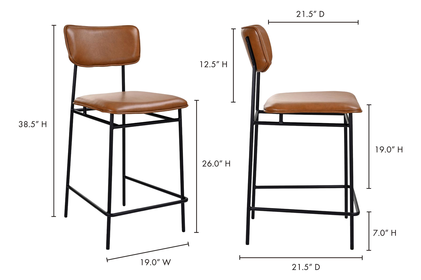 Moe's Sailor Counter Stool - Brown