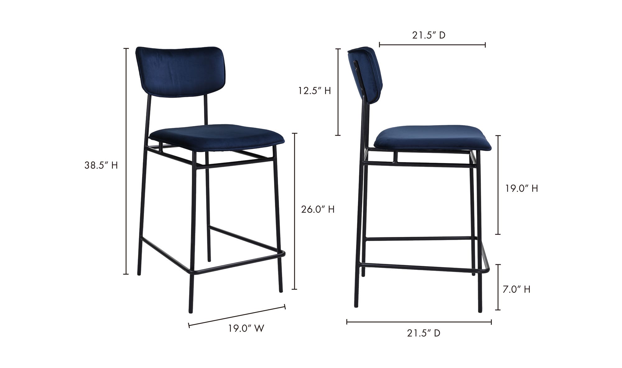 Moe's Sailor Modern Counter Stool - Blue