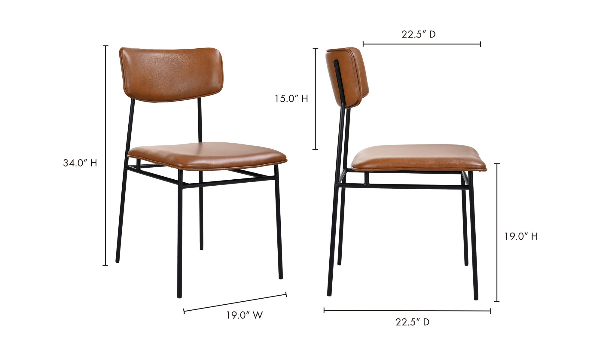 Moe's Sailor Modern Dining Chair Set of 2 - Brown