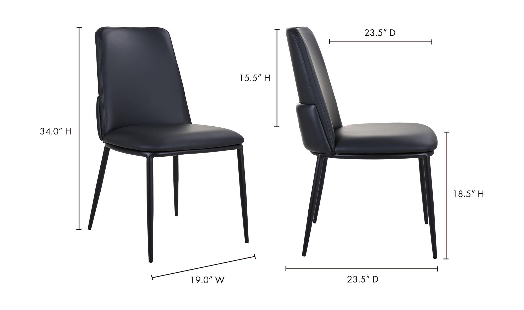 Moe's Douglas Contemporary Dining Chair Set of 2 - Black