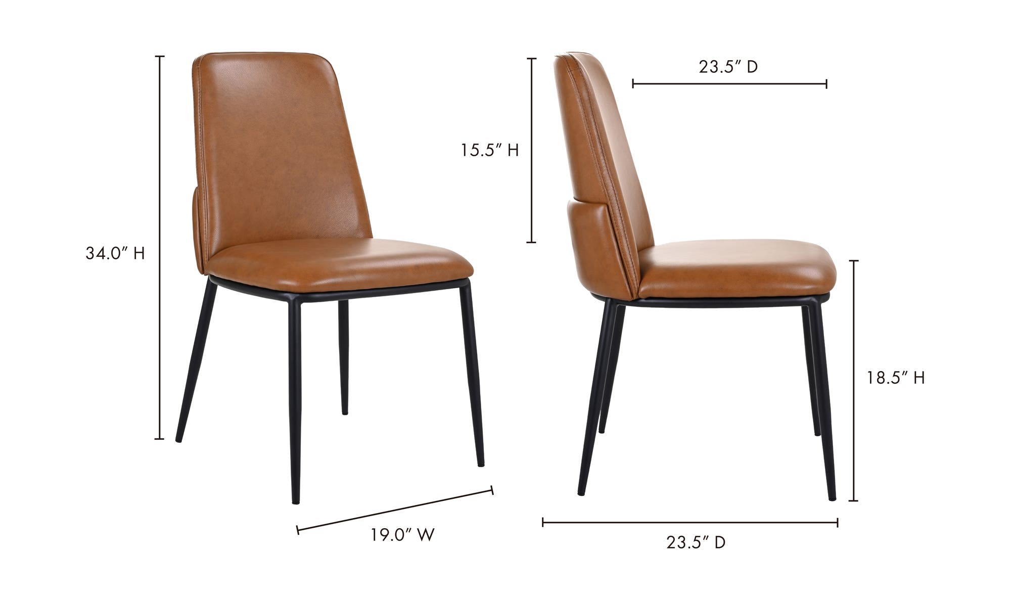 Moe's Douglas Contemporary Dining Chair Set of 2 - Brown