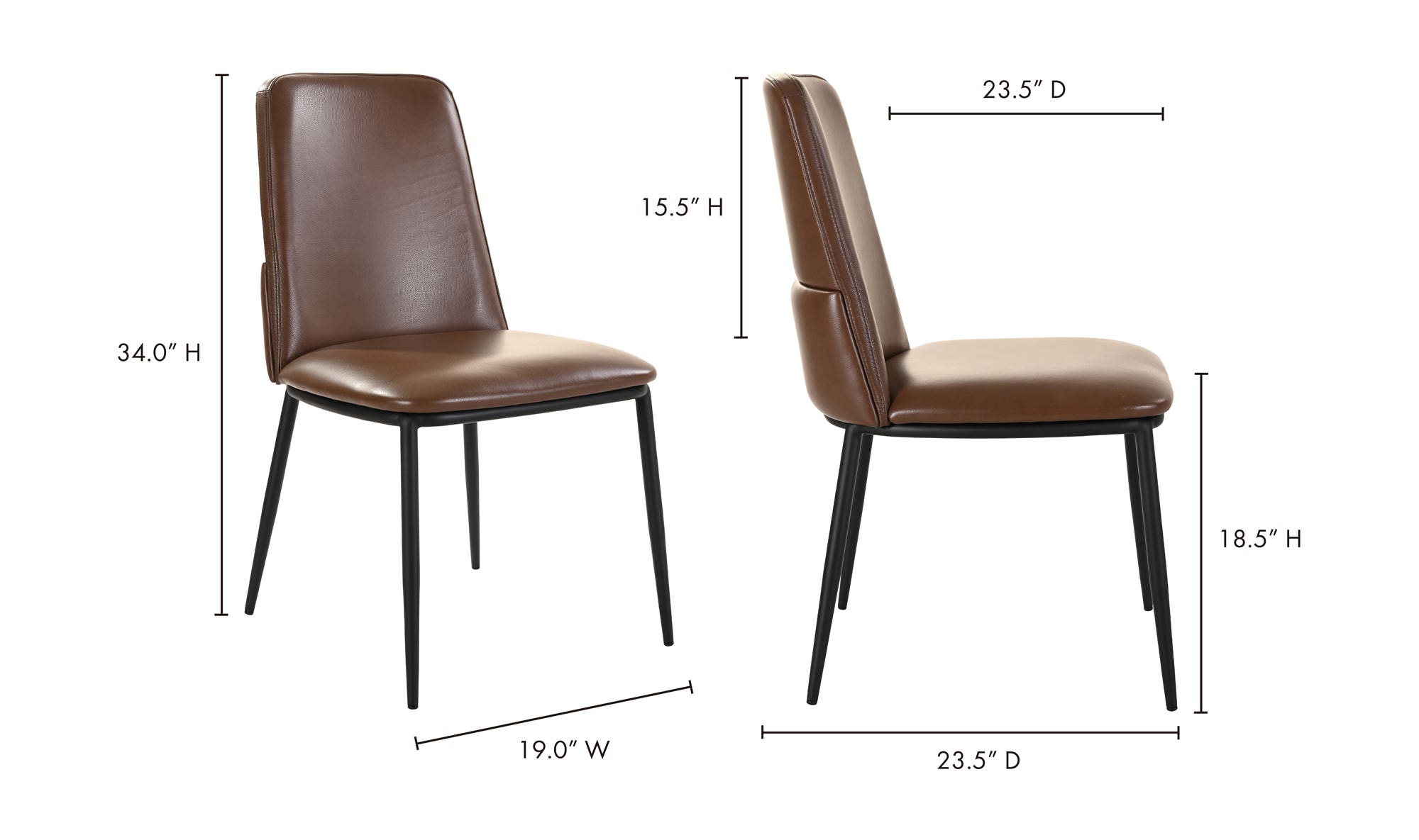 Moe's Douglas Contemporary Dining Chair Set of 2 - Dark Brown