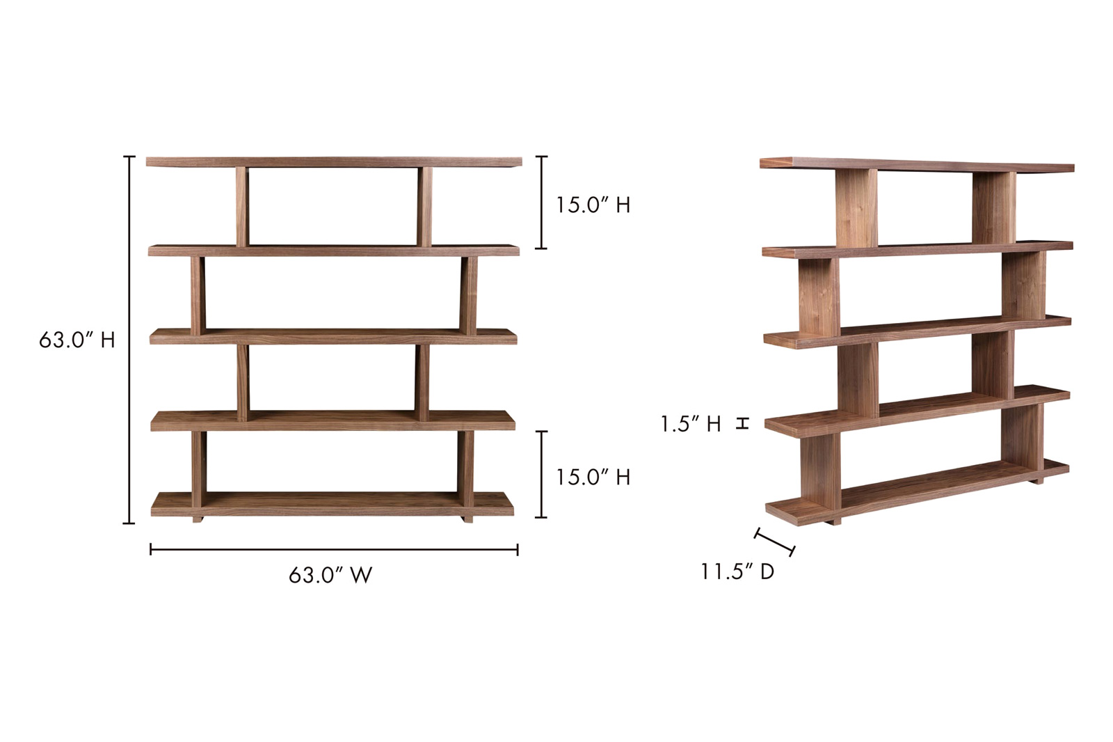 Moe's Miri Mid-Century Modern Large Shelf - Brown