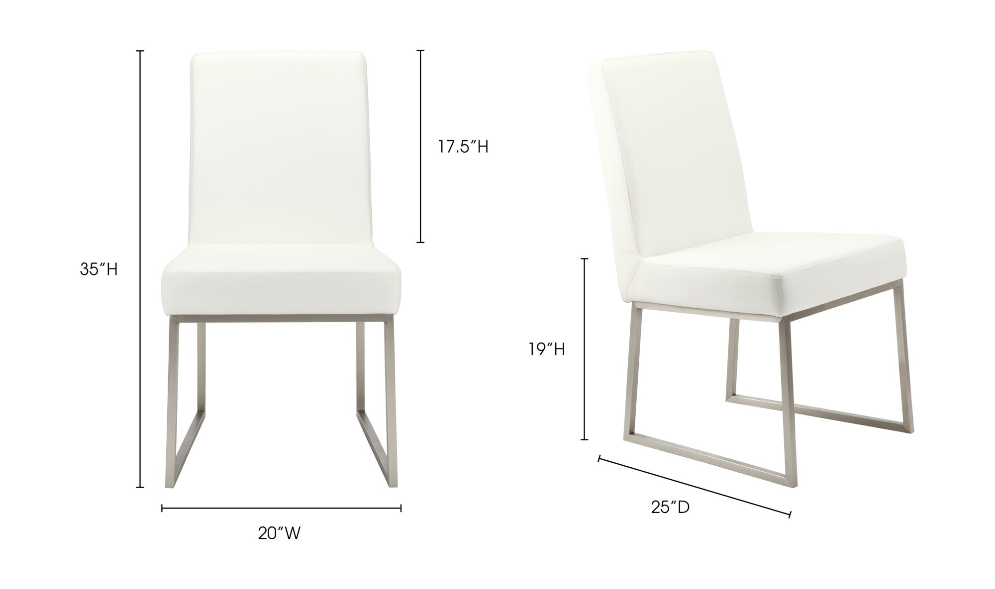 Moe's - Tyson Modern Dining Chair Set of 2 in White