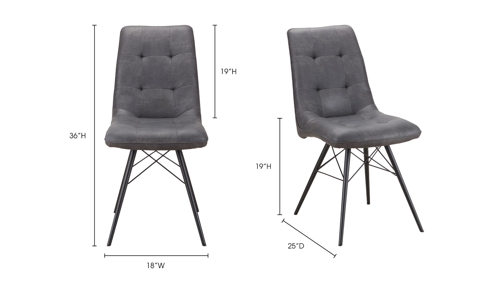 Moe's - Morrison Industrial Side Chair Set of 2 in Gray