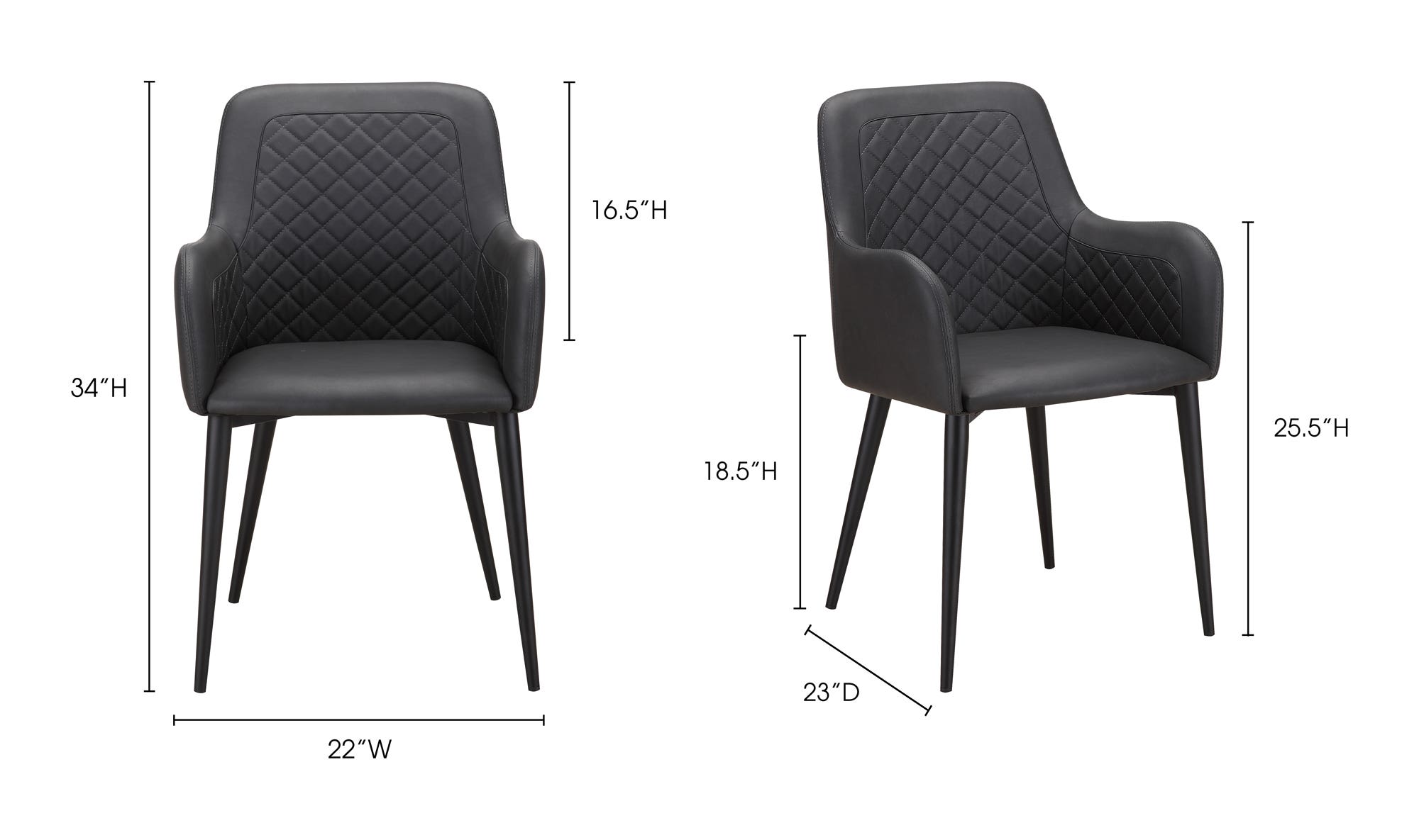 Moe's Cantata Contemporary Dining Chair Set of 2 - Black