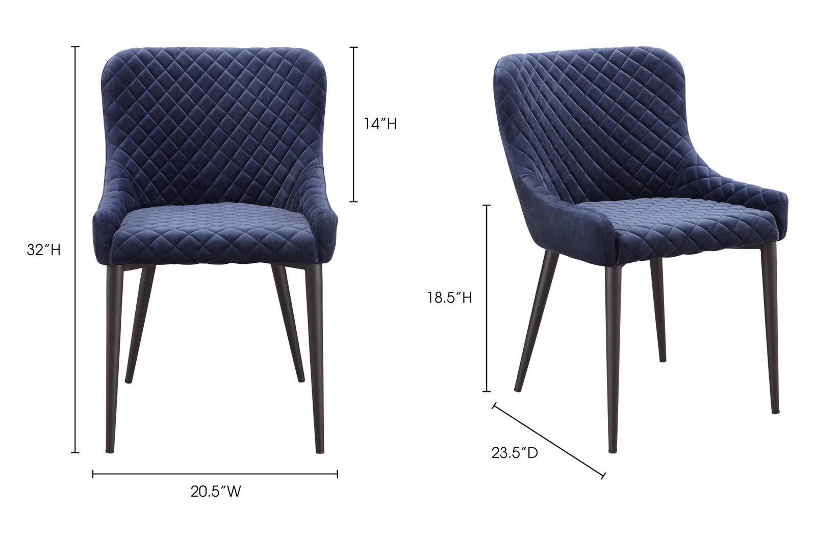 Moe's Etta Contemporary Dining Chair - Navy Blue