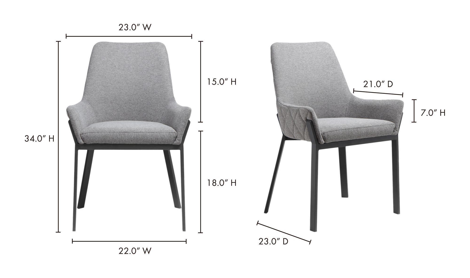 Moe's - Lloyd Contemporary Dining Chair Set of 2 in Dark Gray