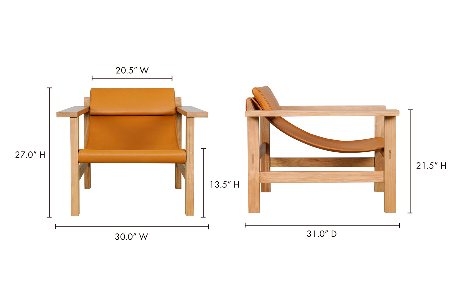 Moe's Annex Lounge Chair - Hazel Brown Leather