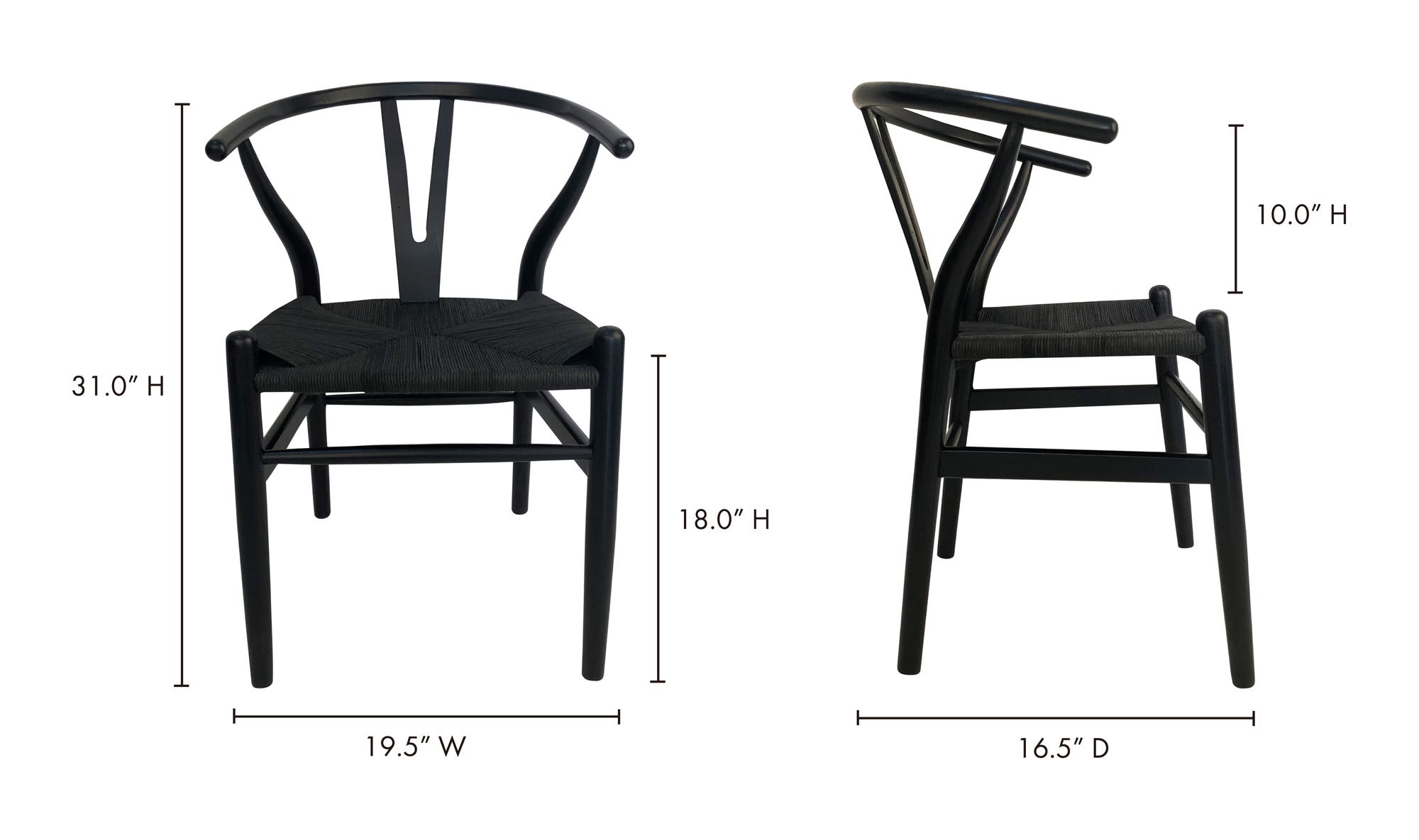 Moe's Ventana Scandinavian Dining Chair Set of 2 - Black