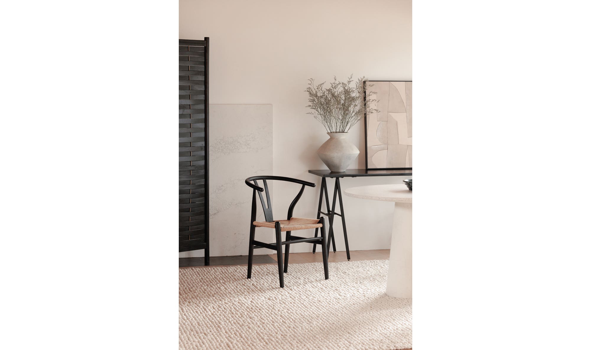 Moe's Ventana Scandinavian Dining Chair Set of 2 - Black and Natural