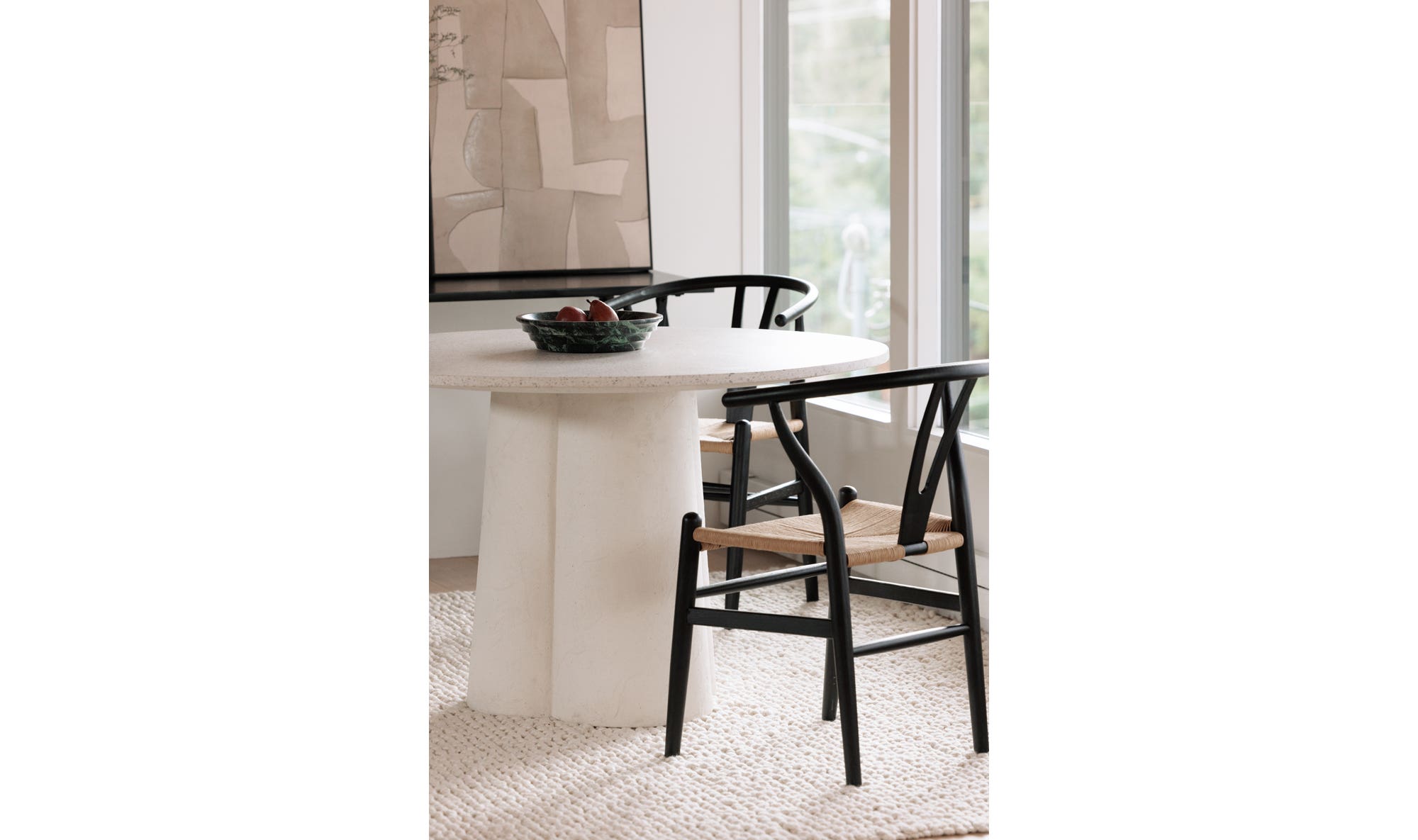 Moe's Ventana Scandinavian Dining Chair Set of 2 - Black and Natural