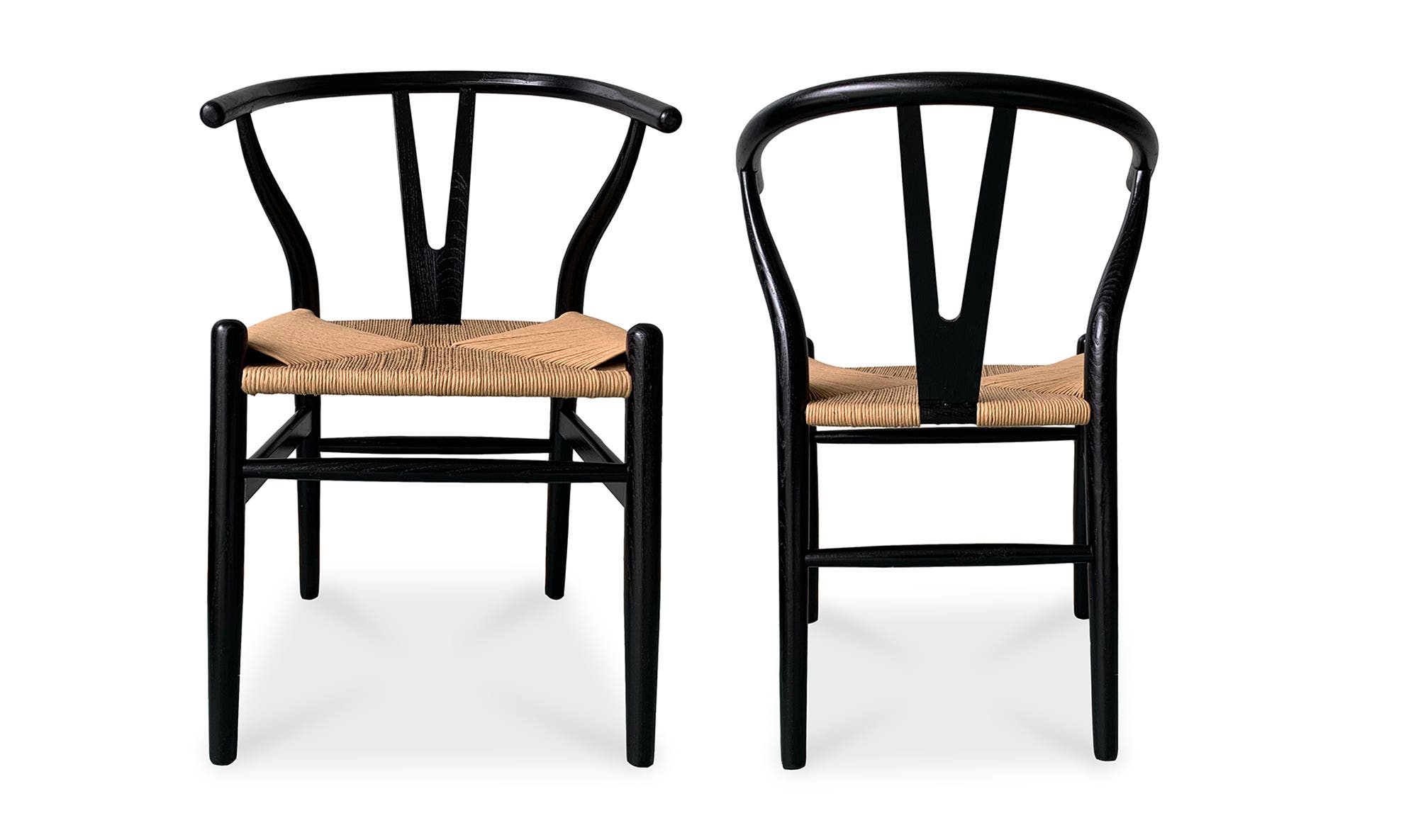 Moe's Ventana Scandinavian Dining Chair Set of 2 - Black and Natural