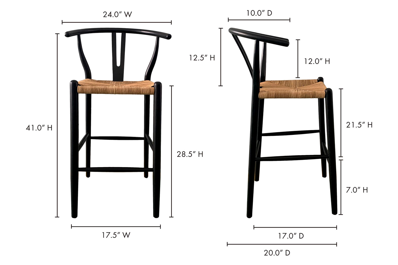 Moe's Ventana Bar Stool - Black and Natural