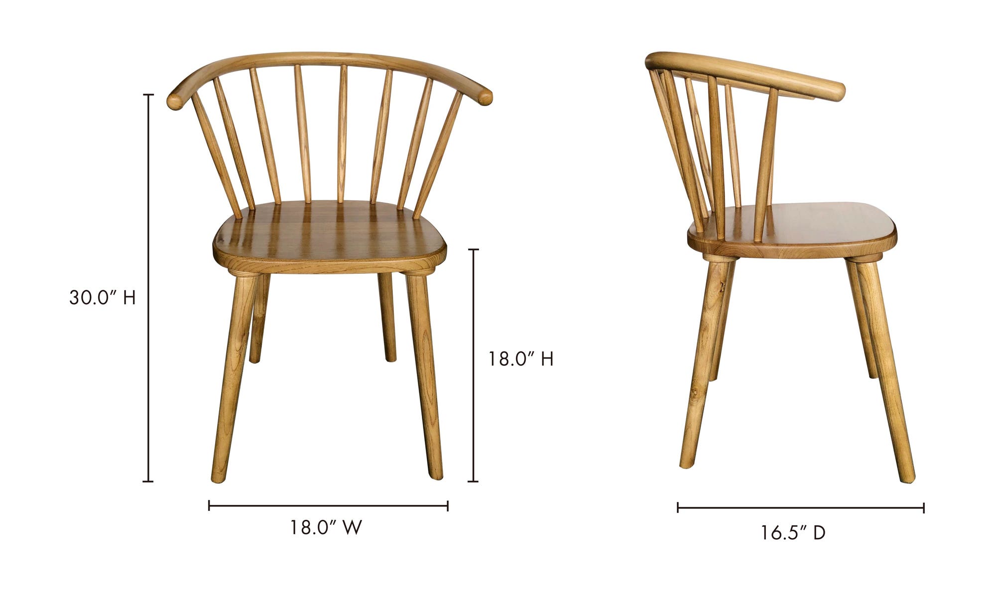 Moe's - Norman Scandinavian Dining Chair Set of 2 in Natural