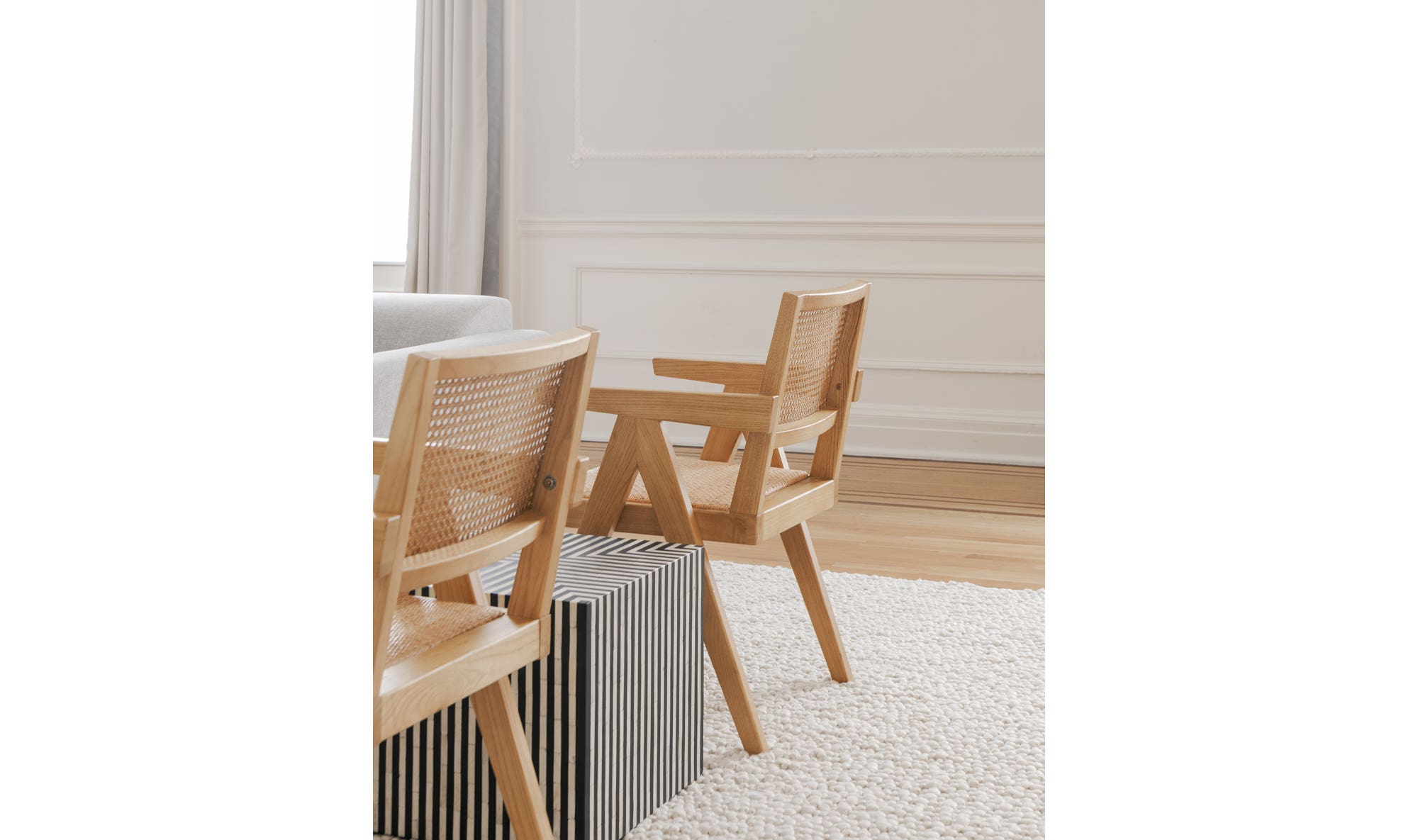 Moe's Takashi Mid-Century Modern Chair Set of 2 - Natural