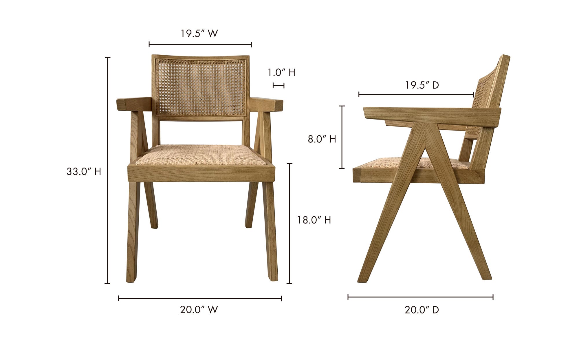 Moe's Takashi Mid-Century Modern Chair Set of 2 - Natural